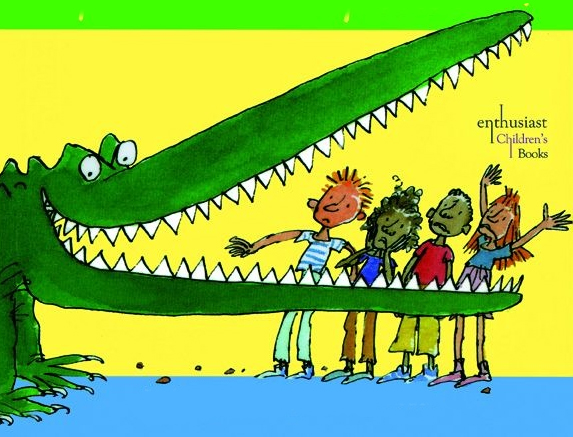 Из илюстрацията на Куентин Блейк за корицата на "Огромният крокодил" от Роалд Дал, издадена у нас от изд. "Ентусиаст"