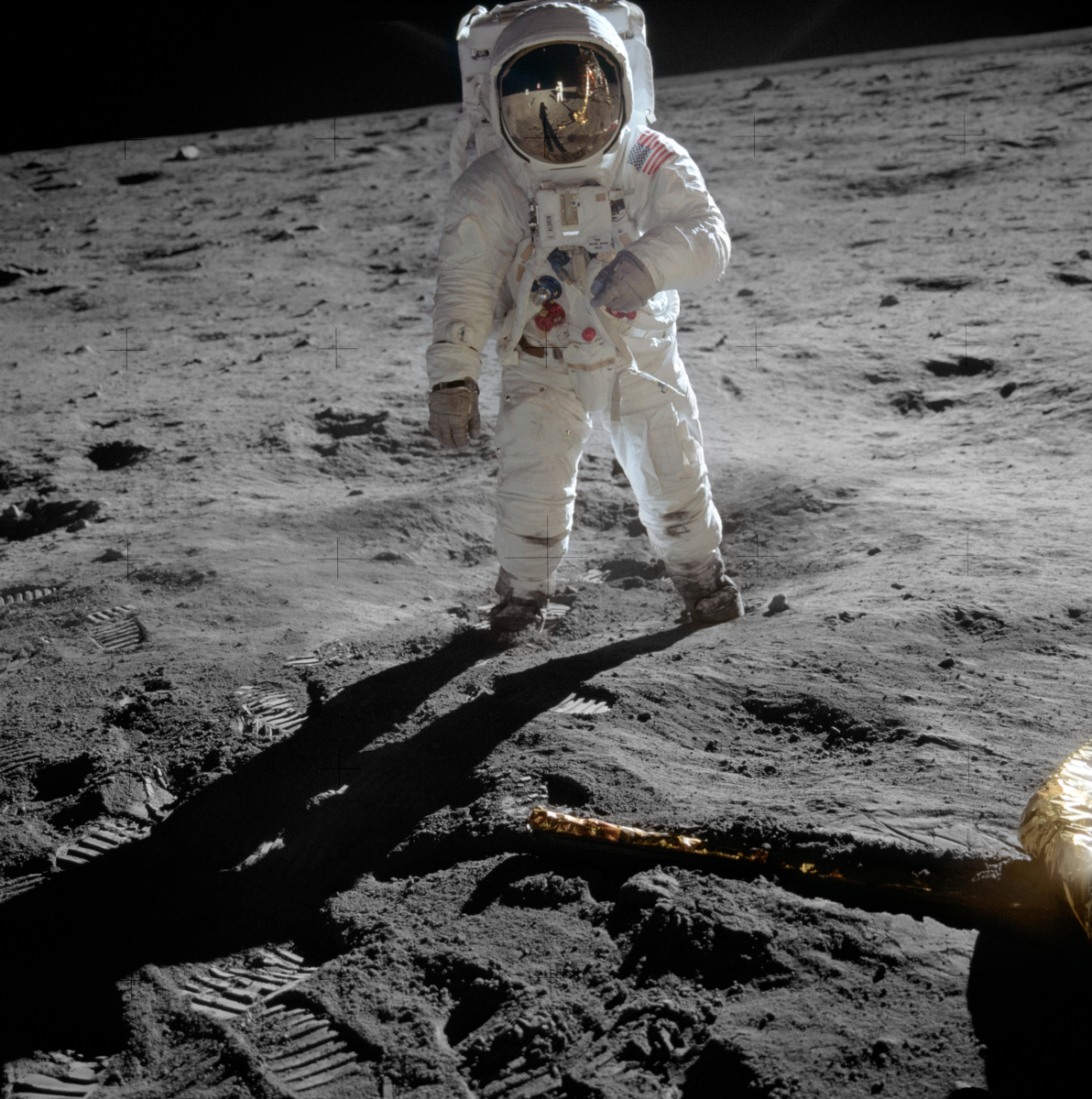 На 21 юли 1969 г. Нийл Армстронг и Едуин Олдрин (на снимката) стават първите хора, които стъпват на Луната. Източник: Neil Armstrong/NASA