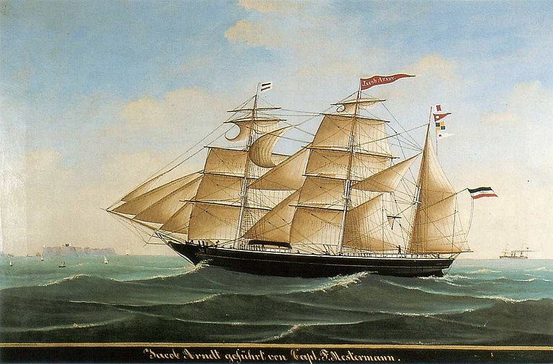 Изображение: корабът "Якоб Аренд", неизвестен художник. Wikimedia Commons